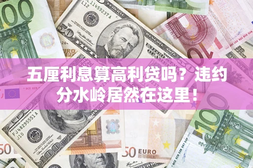 武汉五厘利息算高利贷吗？违约分水岭居然在这里！